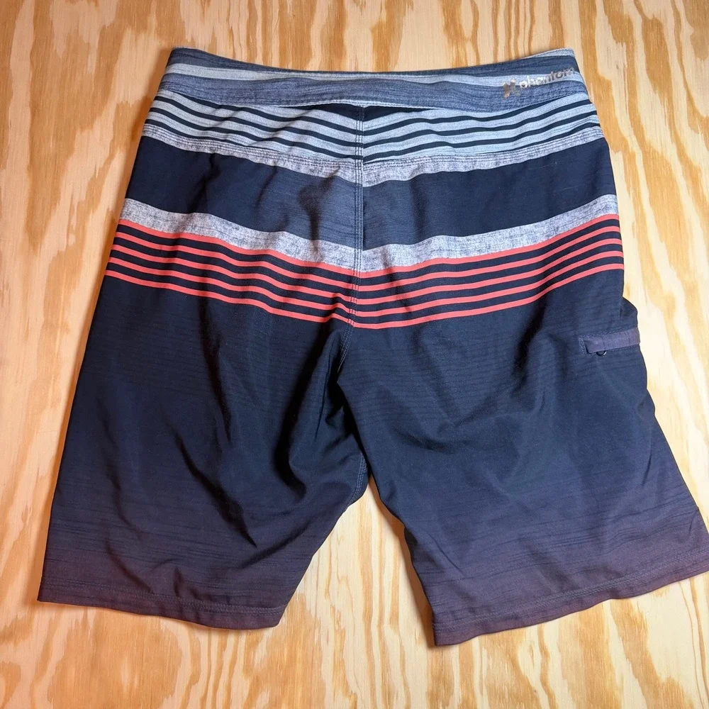 Y2K Hurley Phantom Mens Board Shorts Size‎ 32 Navy Blue Striped Swim Trunks
